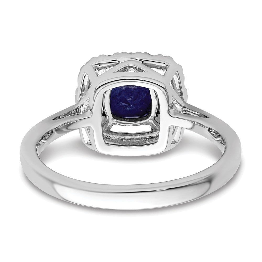 14k White Gold 1/4 Ct. Lab Grown Diamond VS/SI+ G+ September Birthstone Lab Created Blue Sapphire Halo Ring