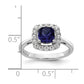 14k White Gold 1/4 Ct. Lab Grown Diamond VS/SI+ G+ September Birthstone Lab Created Blue Sapphire Halo Ring