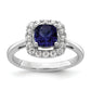 14k White Gold 1/4 Ct. Lab Grown Diamond VS/SI+ G+ September Birthstone Lab Created Blue Sapphire Halo Ring