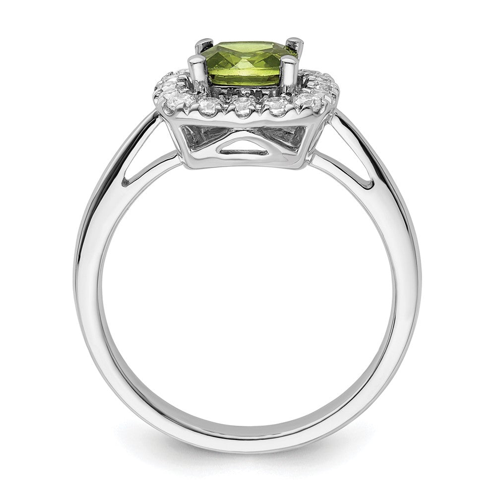 14k White Gold 1/4 Ct. Lab Grown Diamond VS/SI+ G+ August Birthstone Peridot Halo Ring