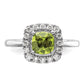 14k White Gold 1/4 Ct. Lab Grown Diamond VS/SI+ G+ August Birthstone Peridot Halo Ring