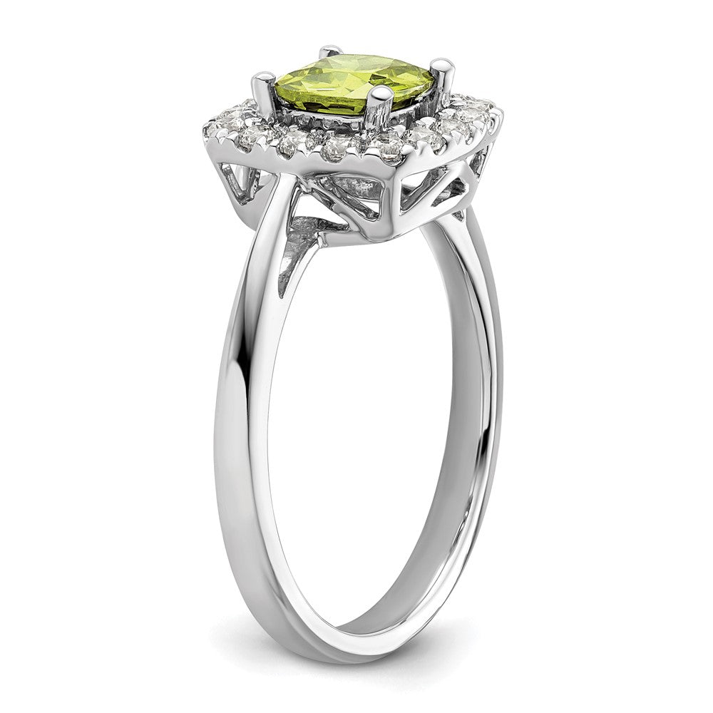 14k White Gold 1/4 Ct. Lab Grown Diamond VS/SI+ G+ August Birthstone Peridot Halo Ring