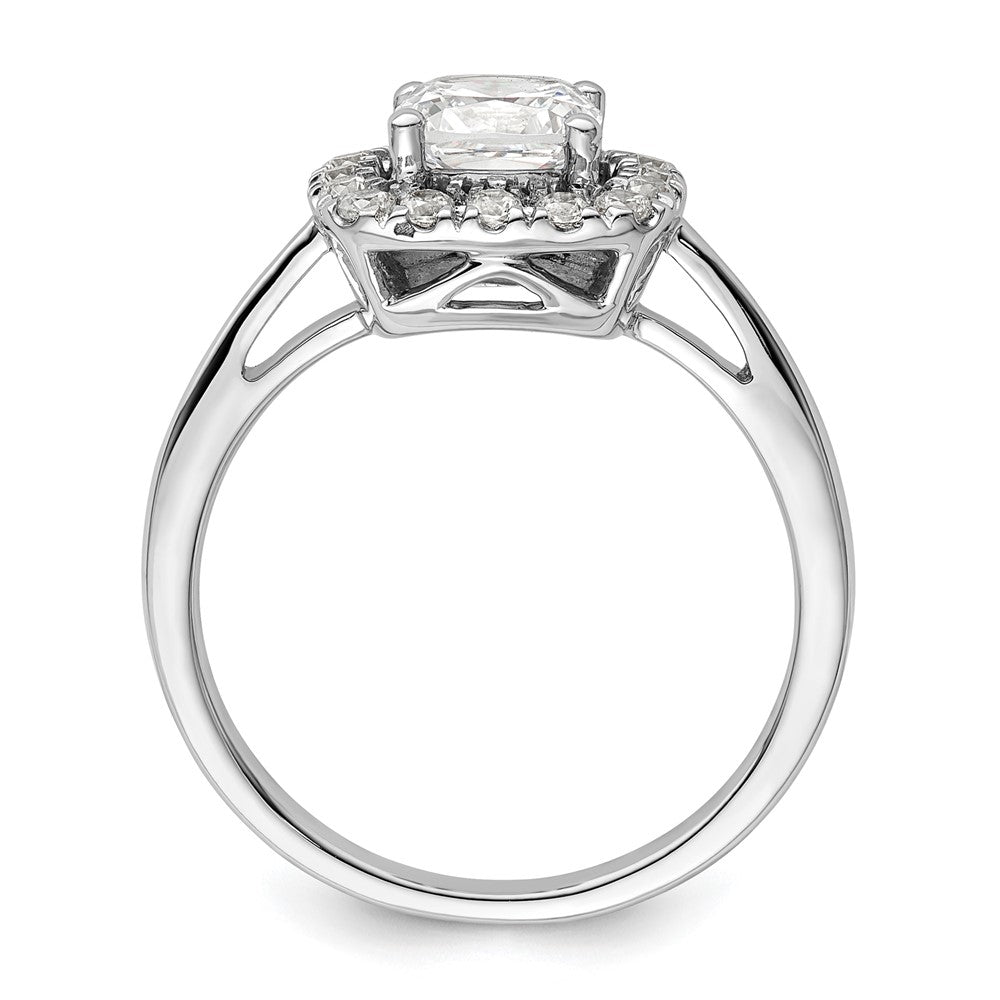 14k White Gold 1/4 Ct. Lab Grown Diamond VS/SI+ G+ April Birthstone White Sapphire Halo Ring