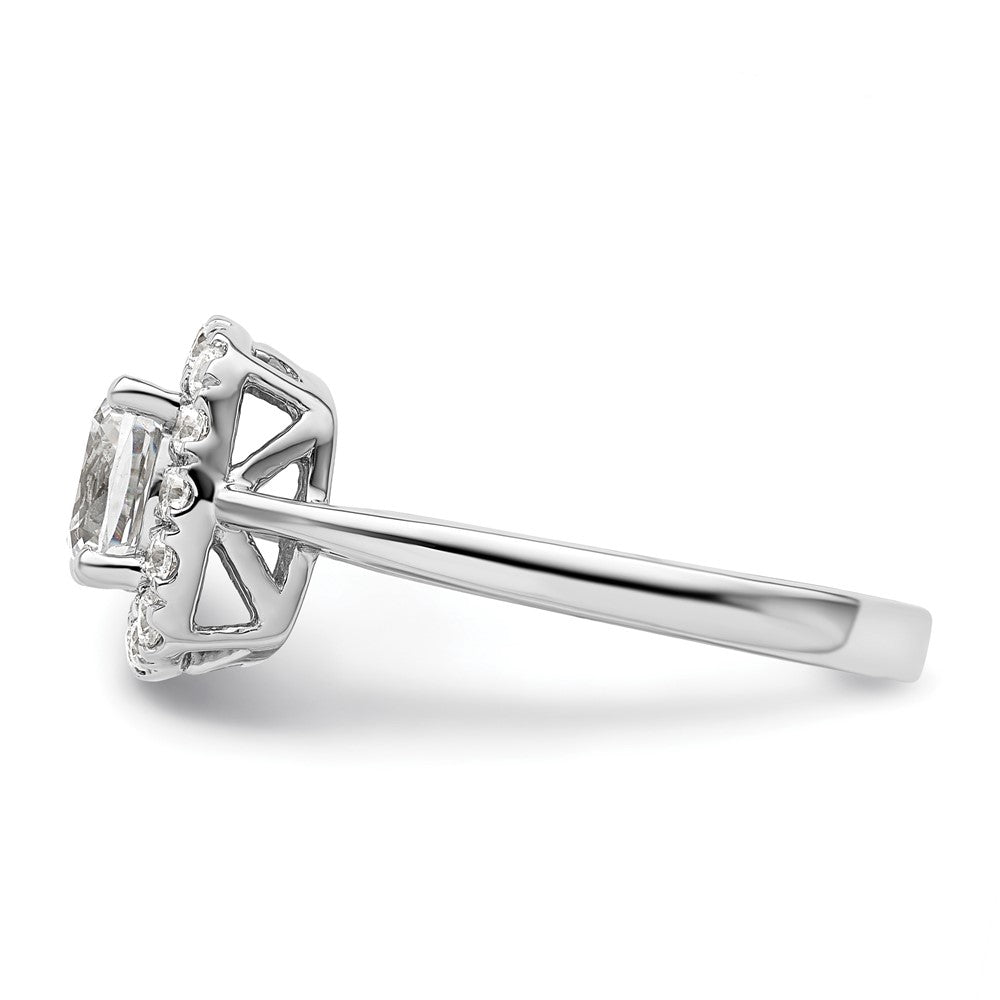 14k White Gold 1/4 Ct. Lab Grown Diamond VS/SI+ G+ April Birthstone White Sapphire Halo Ring