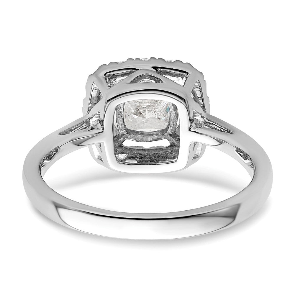 14k White Gold 1/4 Ct. Lab Grown Diamond VS/SI+ G+ April Birthstone White Sapphire Halo Ring