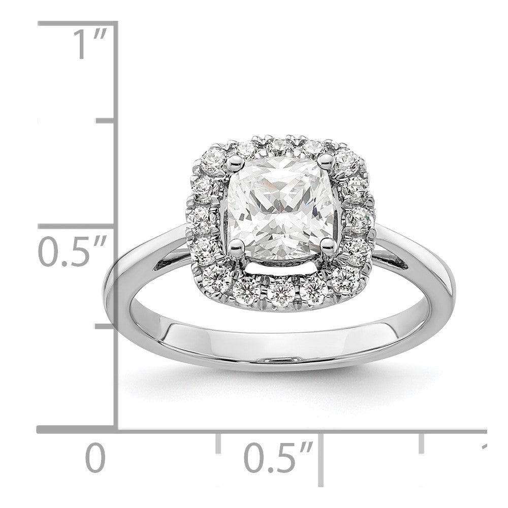 14k White Gold 1/4 Ct. Lab Grown Diamond VS/SI+ G+ April Birthstone White Sapphire Halo Ring