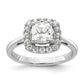 14k White Gold 1/4 Ct. Lab Grown Diamond VS/SI+ G+ April Birthstone White Sapphire Halo Ring