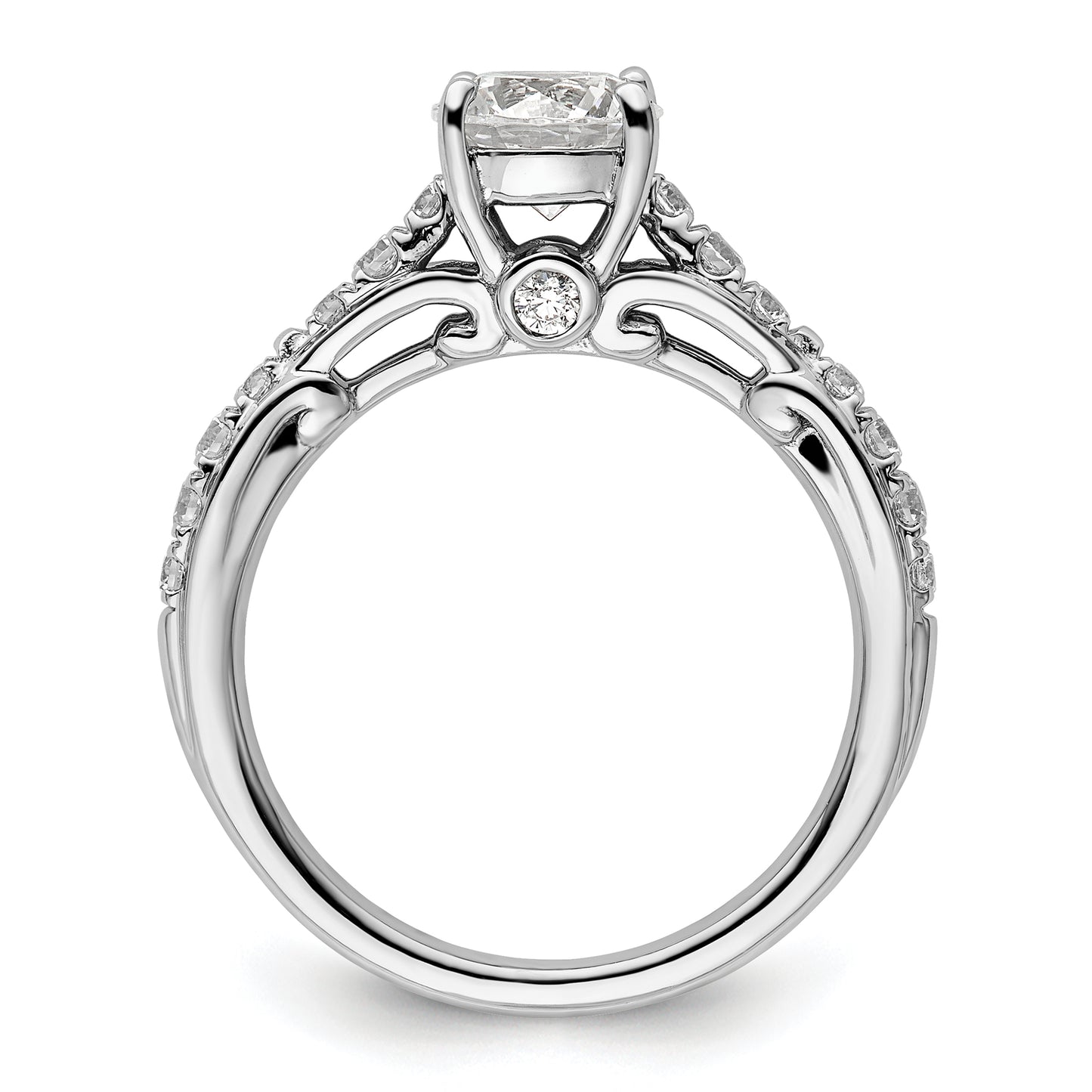 14k White Gold 3/8 Ct. Lab Grown Diamond VS/SI+ G+ 1 Ct. Center Round Shared Prong Engagement Ring