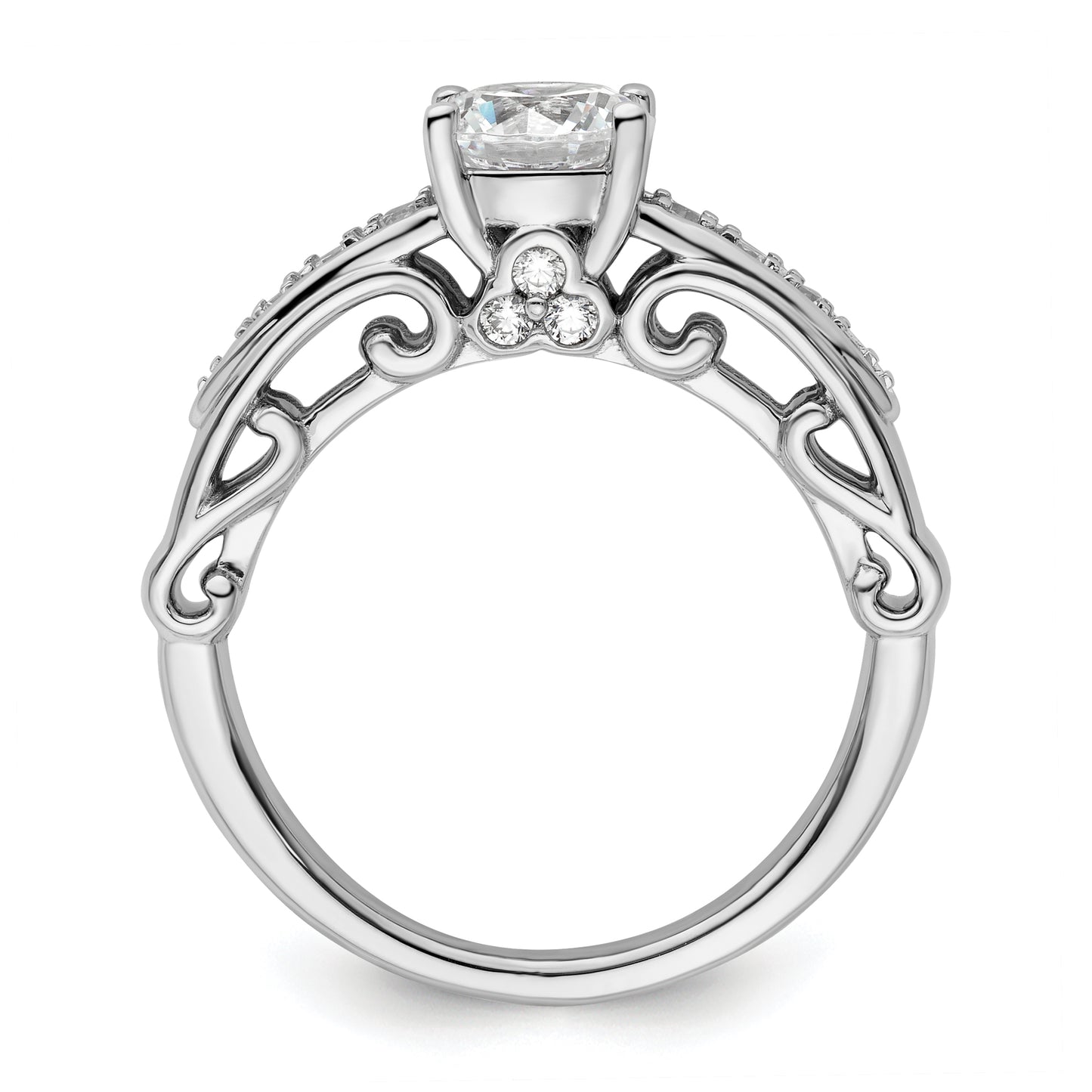 14k White Gold 1/4 Ct. Lab Grown Diamond VS/SI+ G+ 1 Ct. Center Round Channel Set Shared Prong Engagement Ring