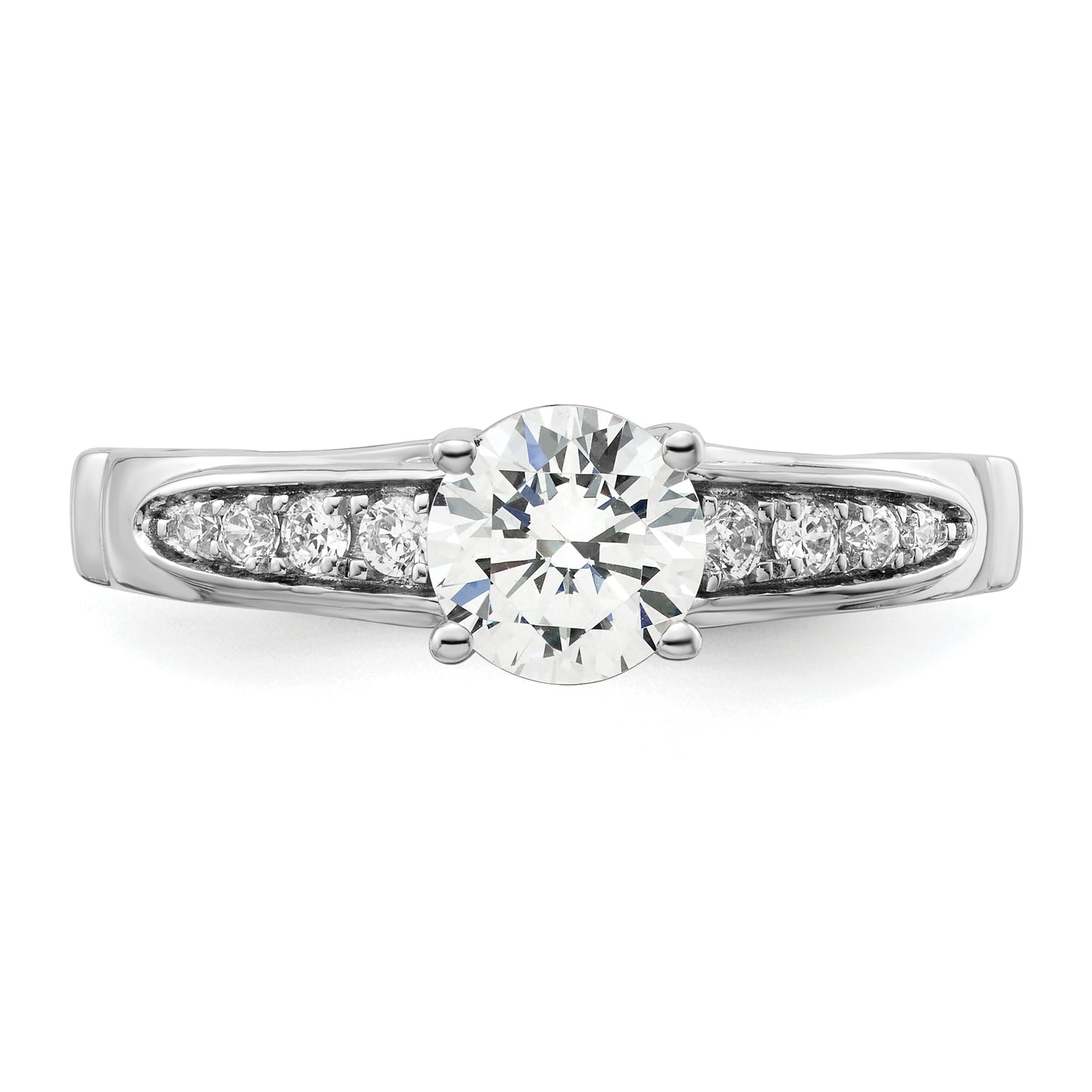 14k White Gold 1/4 Ct. Lab Grown Diamond VS/SI+ G+ 1 Ct. Center Round Channel Set Shared Prong Engagement Ring