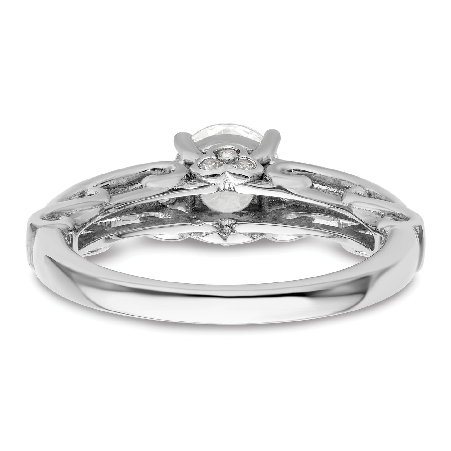 14k White Gold 1/4 Ct. Lab Grown Diamond VS/SI+ G+ 1 Ct. Center Round Channel Set Shared Prong Engagement Ring