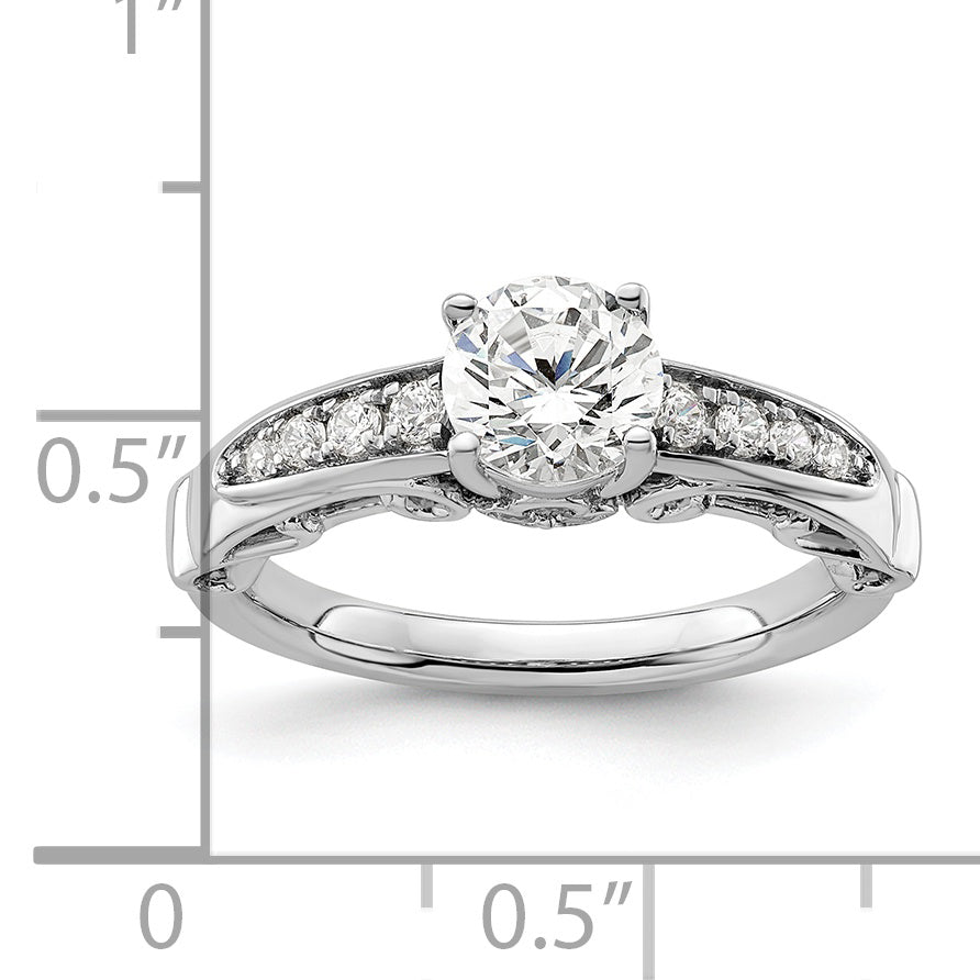 14k White Gold 1/4 Ct. Lab Grown Diamond VS/SI+ G+ 1 Ct. Center Round Channel Set Shared Prong Engagement Ring