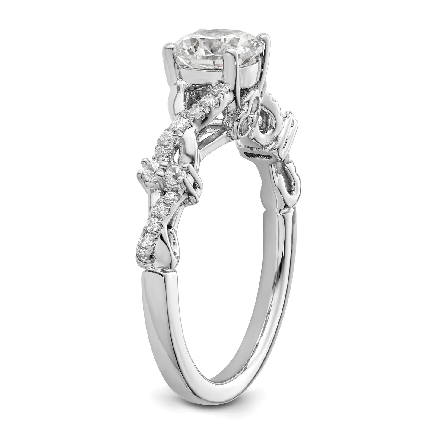 14k White Gold 1/4 Ct. Lab Grown Diamond VS/SI+ G+ 1 Ct. Center Round Bypass Engagement Ring