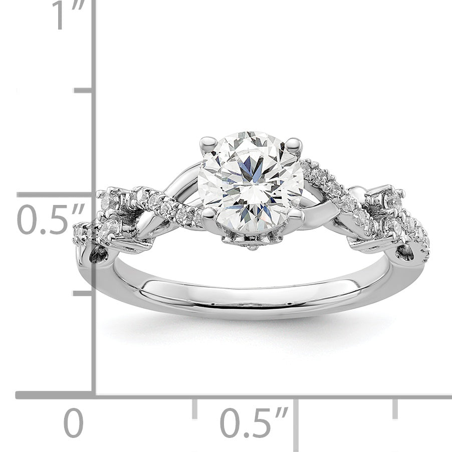 14k White Gold 1/4 Ct. Lab Grown Diamond VS/SI+ G+ 1 Ct. Center Round Bypass Engagement Ring