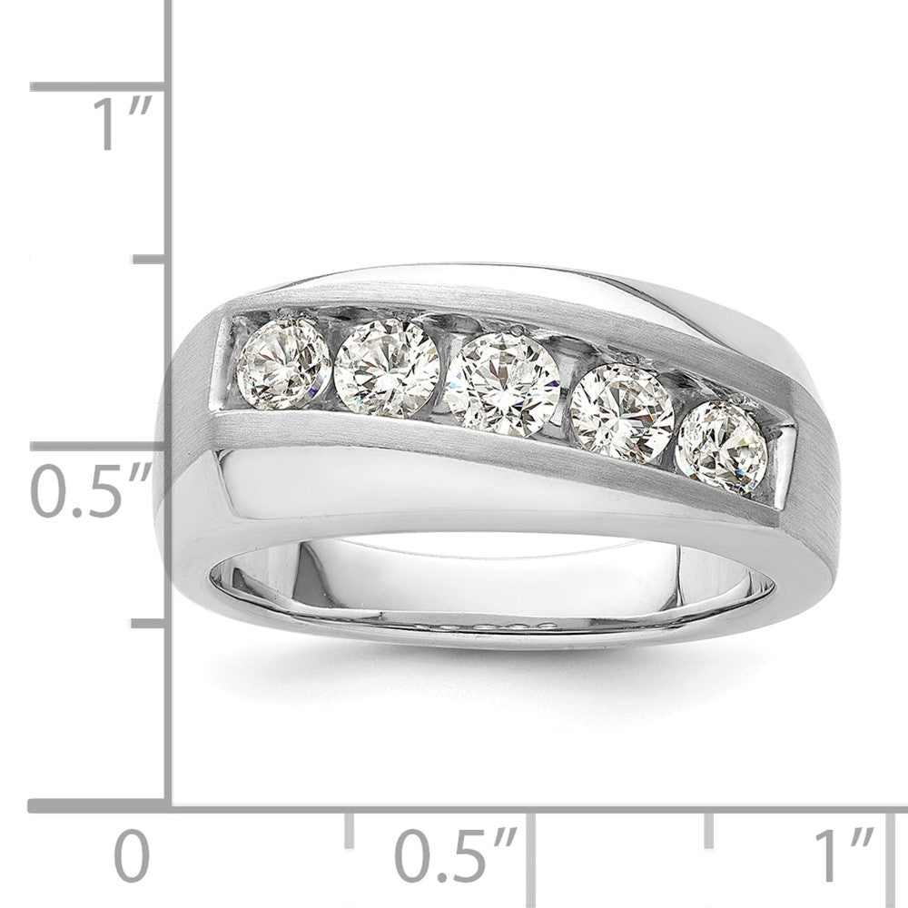 10k White Gold 1 Ct. Lab Grown Diamond VS/SI+ G+ Five Stone Complete Men's Ring