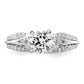 14k White Gold 3/8 Ct. Lab Grown Diamond VS/SI+ G+ 1 Ct. Center Round Shared Prong Engagement Ring