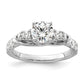 14k White Gold 5/8 Ct. Lab Grown Diamond VS/SI+ G+ 1 Ct. Center Round Shared Prong Engagement Ring