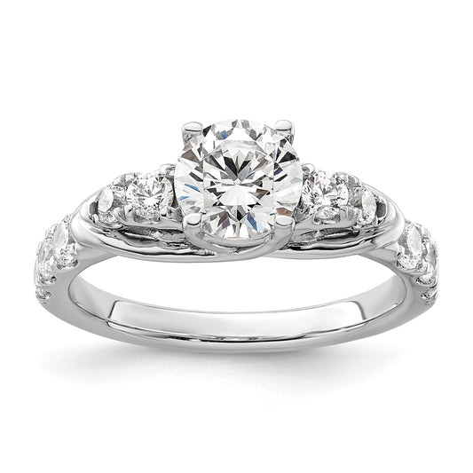 14k White Gold 5/8 Ct. Lab Grown Diamond VS/SI+ G+ 1 Ct. Center Round Shared Prong Engagement Ring