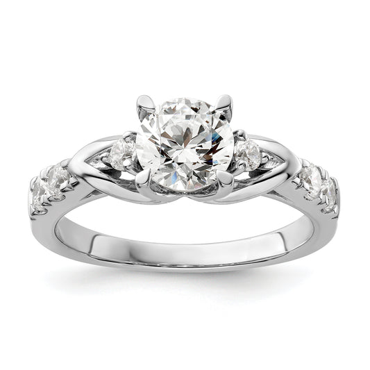 14k White Gold 1/3 Ct. Lab Grown Diamond VS/SI+ G+ 1 Ct. Center Round Shared Prong Engagement Ring