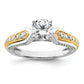 14k Two-tone Two Tone 1/3 Ct. Lab Grown Diamond VS/SI+ G+ 1 Ct. Center Round Channel Set Shared Prong Engagement Ring