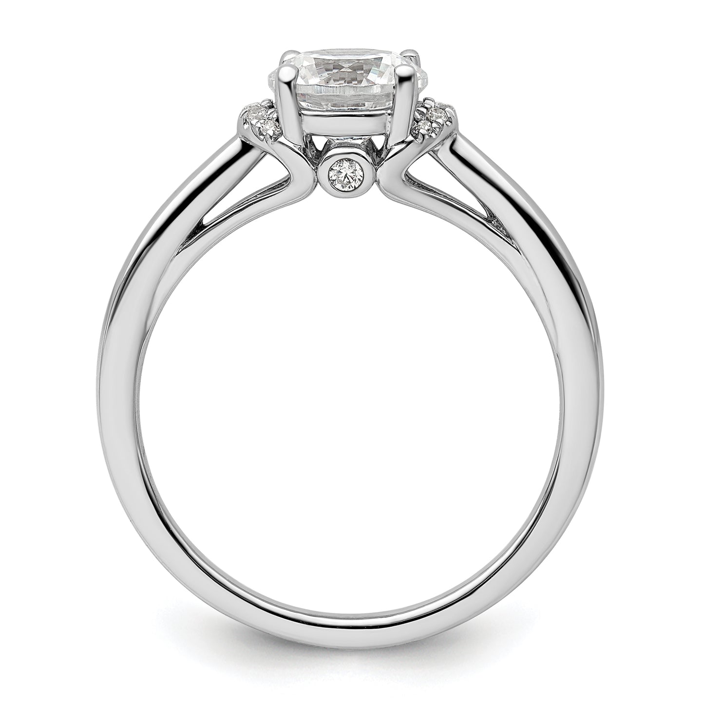 14k White Gold 1/20 Ct. Lab Grown Diamond VS/SI+ G+ 1 Ct. center Round Solitaire Engagement Ring