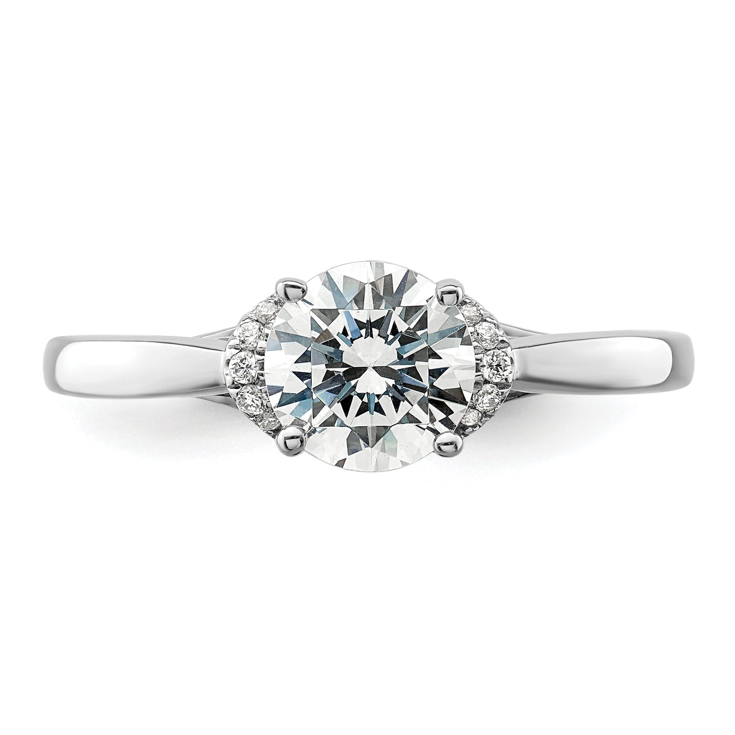 14k White Gold 1/20 Ct. Lab Grown Diamond VS/SI+ G+ 1 Ct. center Round Solitaire Engagement Ring