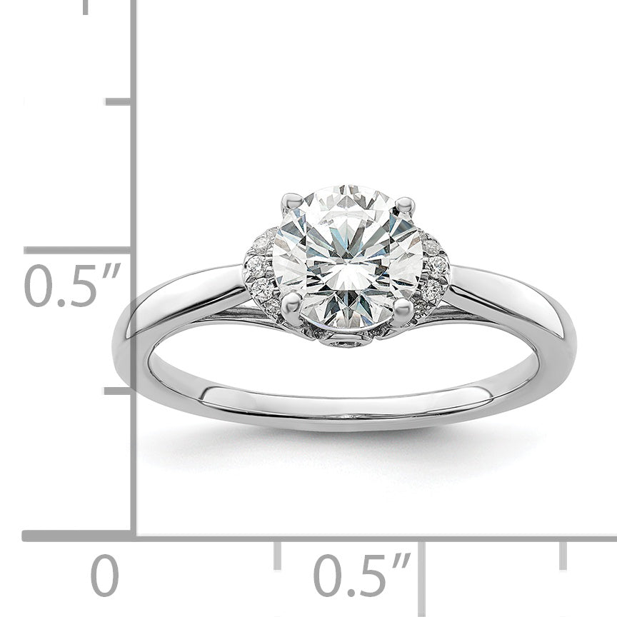 14k White Gold 1/20 Ct. Lab Grown Diamond VS/SI+ G+ 1 Ct. center Round Solitaire Engagement Ring