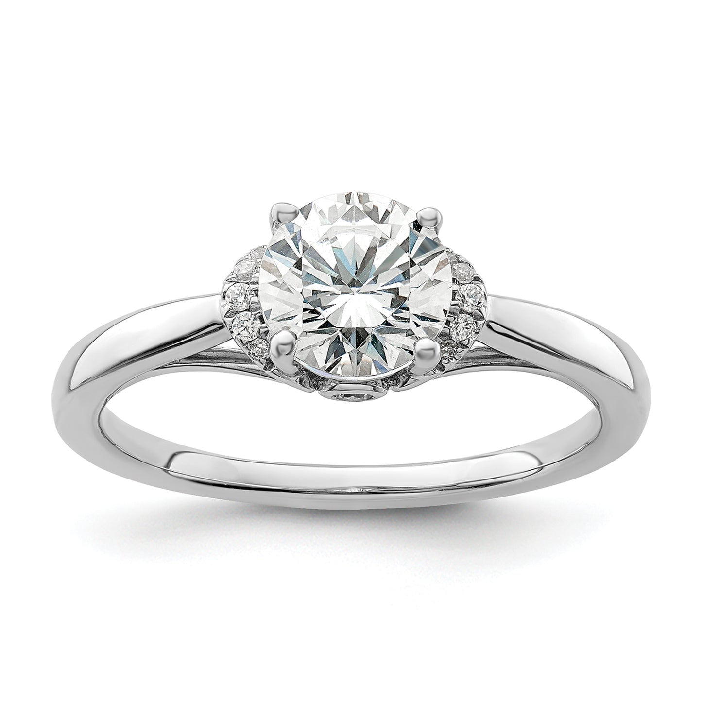 14k White Gold 1/20 Ct. Lab Grown Diamond VS/SI+ G+ 1 Ct. center Round Solitaire Engagement Ring