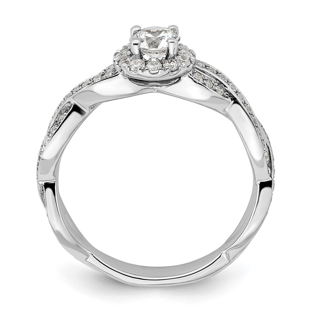 10k White Gold 3/4 Ct. Lab Grown Diamond VS/SI+ G+ Round Complete Fancy Halo Engagement Ring