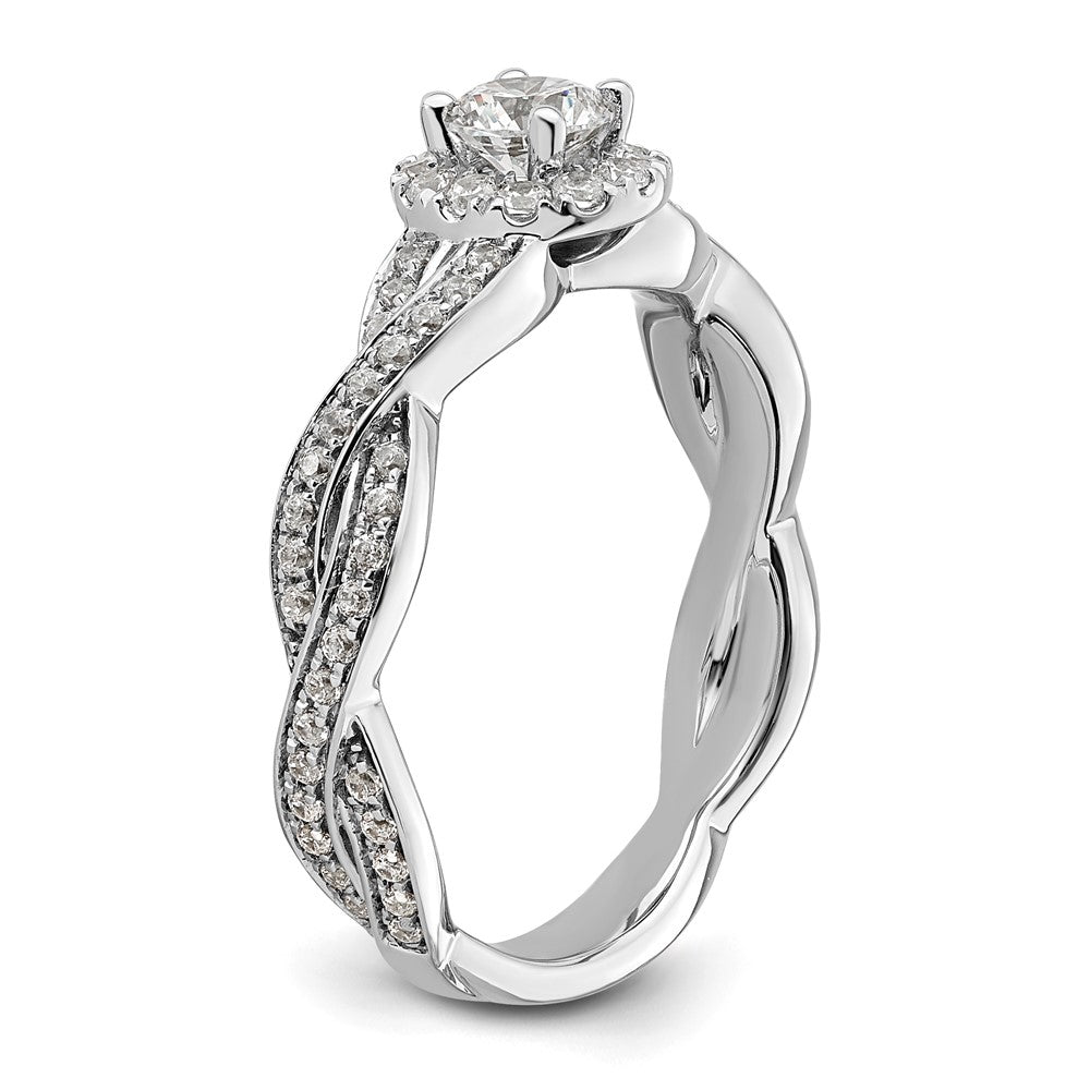 14k White Gold 3/4 Ct. Lab Grown Diamond VS/SI+ G+ Round Complete Fancy Halo Engagement Ring