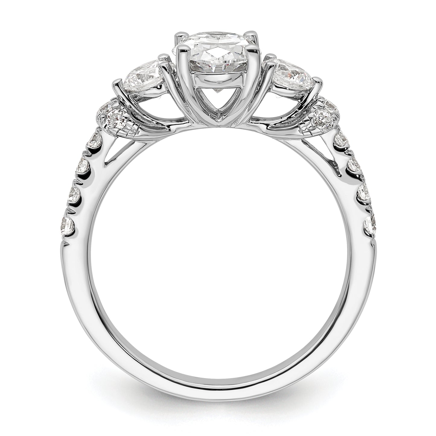 14k White Gold 3/4 Ct. Lab Grown Diamond VS/SI+ G+ 1 Ct. Center Oval Engagement Ring