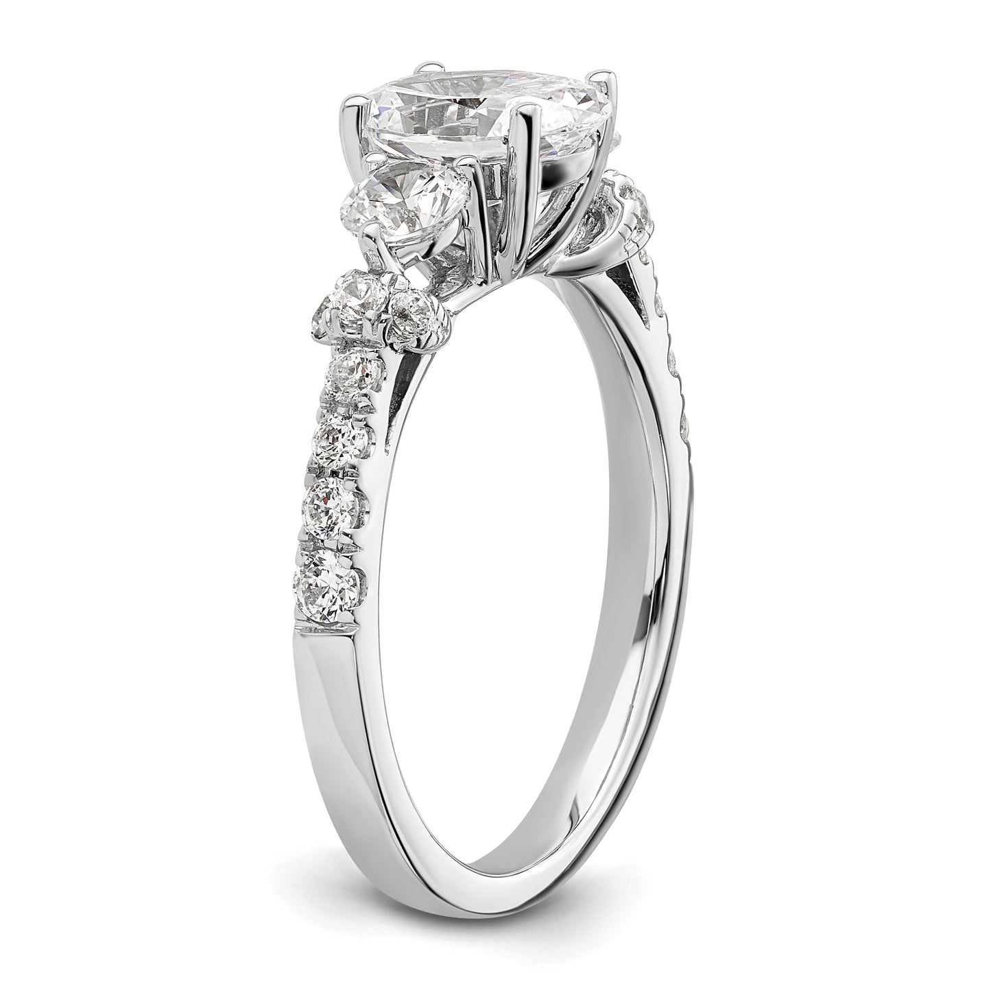 14k White Gold 3/4 Ct. Lab Grown Diamond VS/SI+ G+ 1 Ct. Center Oval Engagement Ring