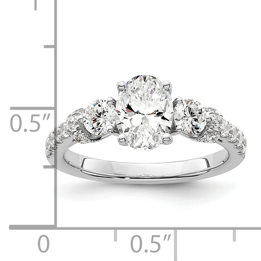 14k White Gold 3/4 Ct. Lab Grown Diamond VS/SI+ G+ 1 Ct. Center Oval Engagement Ring