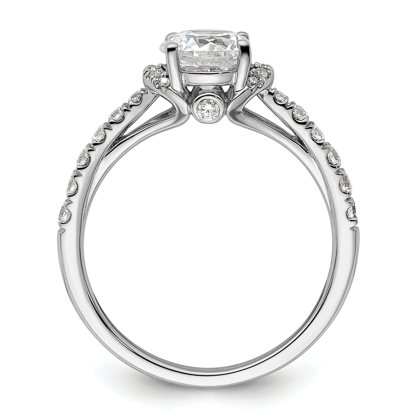 14k White Gold 1/3 Ct. Lab Grown Diamond VS/SI+ G+ 1 Ct. center Round Engagement Ring