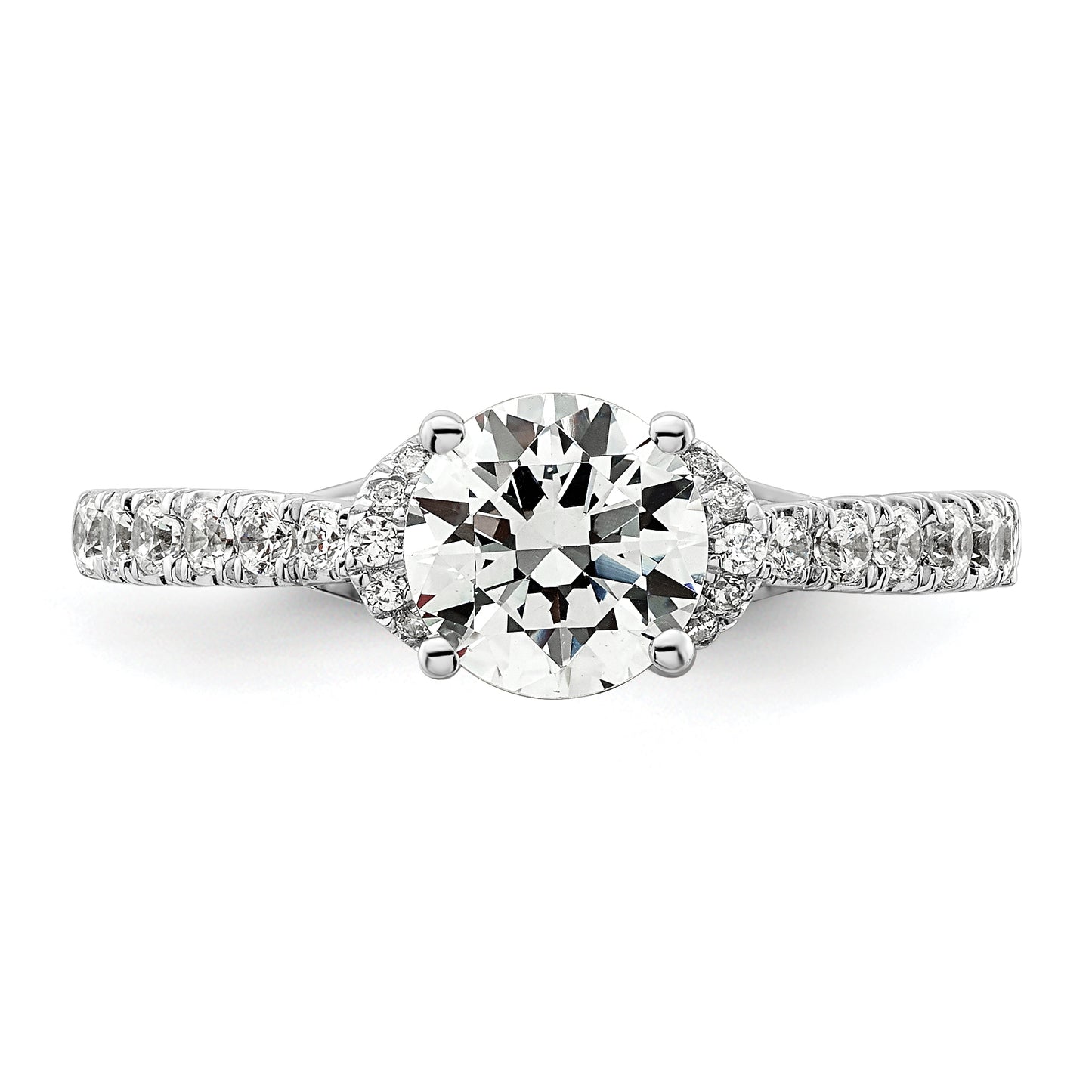 14k White Gold 1/3 Ct. Lab Grown Diamond VS/SI+ G+ 1 Ct. center Round Engagement Ring