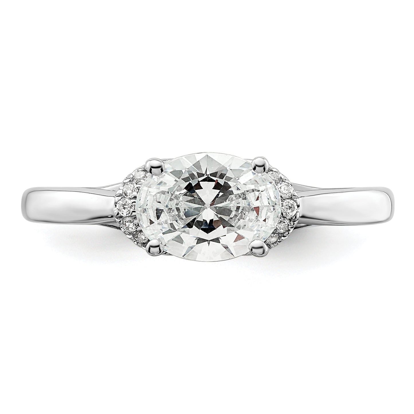 14k White Gold 1/20 Ct. Lab Grown Diamond VS/SI+ G+ 1 Ct. Center East-West Oval Engagement Ring