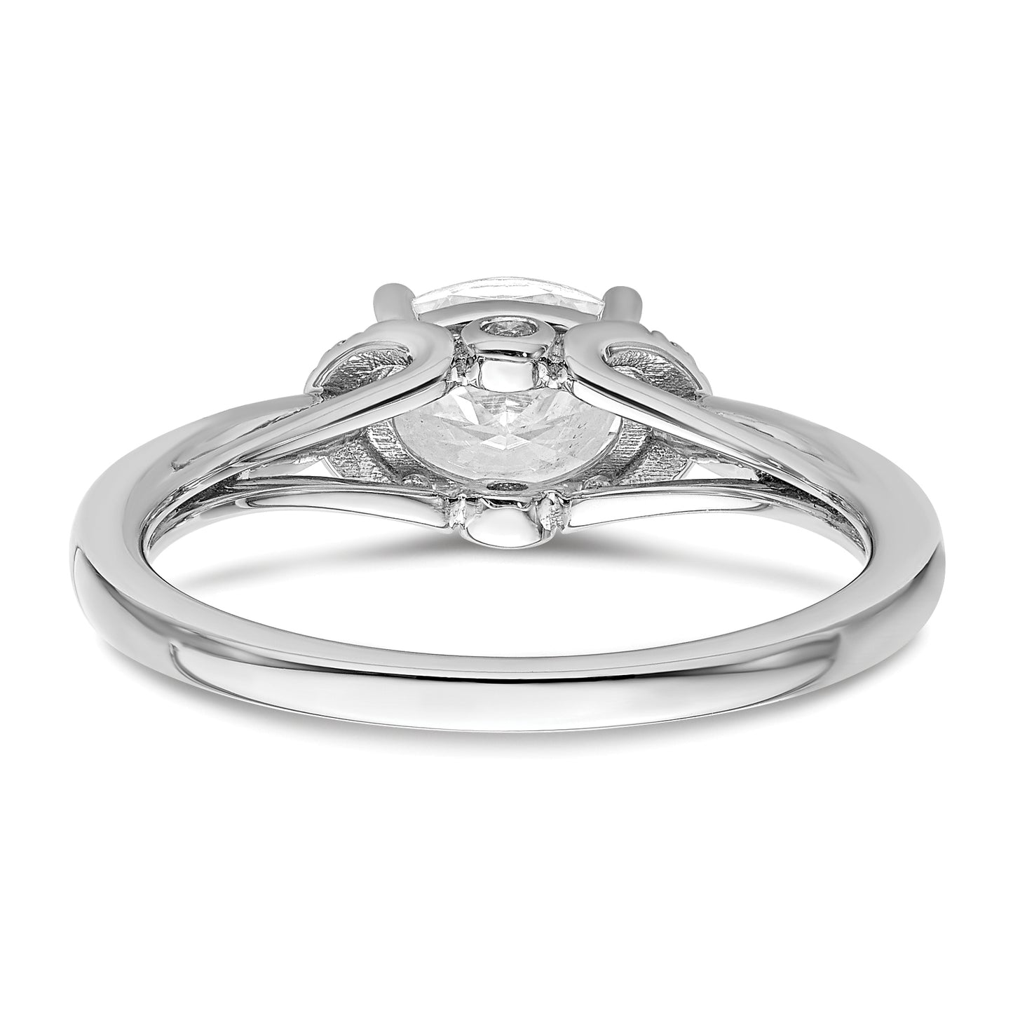 14k White Gold 1/20 Ct. Lab Grown Diamond VS/SI+ G+ 1 Ct. Center East-West Oval Engagement Ring