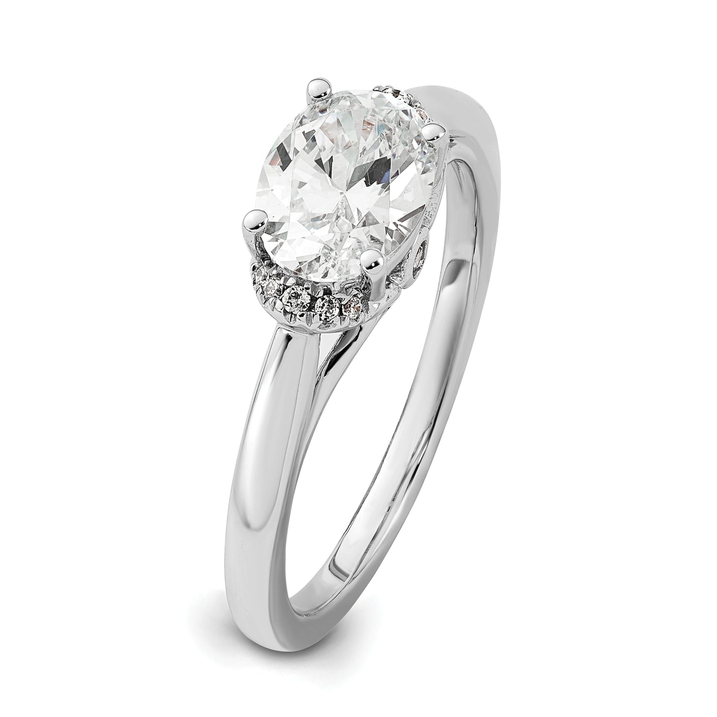 14k White Gold 1/20 Ct. Lab Grown Diamond VS/SI+ G+ 1 Ct. Center East-West Oval Engagement Ring