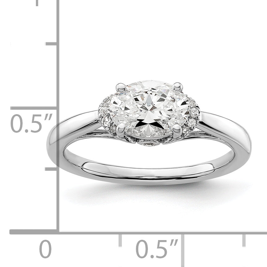 14k White Gold 1/20 Ct. Lab Grown Diamond VS/SI+ G+ 1 Ct. Center East-West Oval Engagement Ring