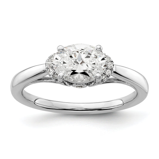 14k White Gold 1/20 Ct. Lab Grown Diamond VS/SI+ G+ 1 Ct. Center East-West Oval Engagement Ring