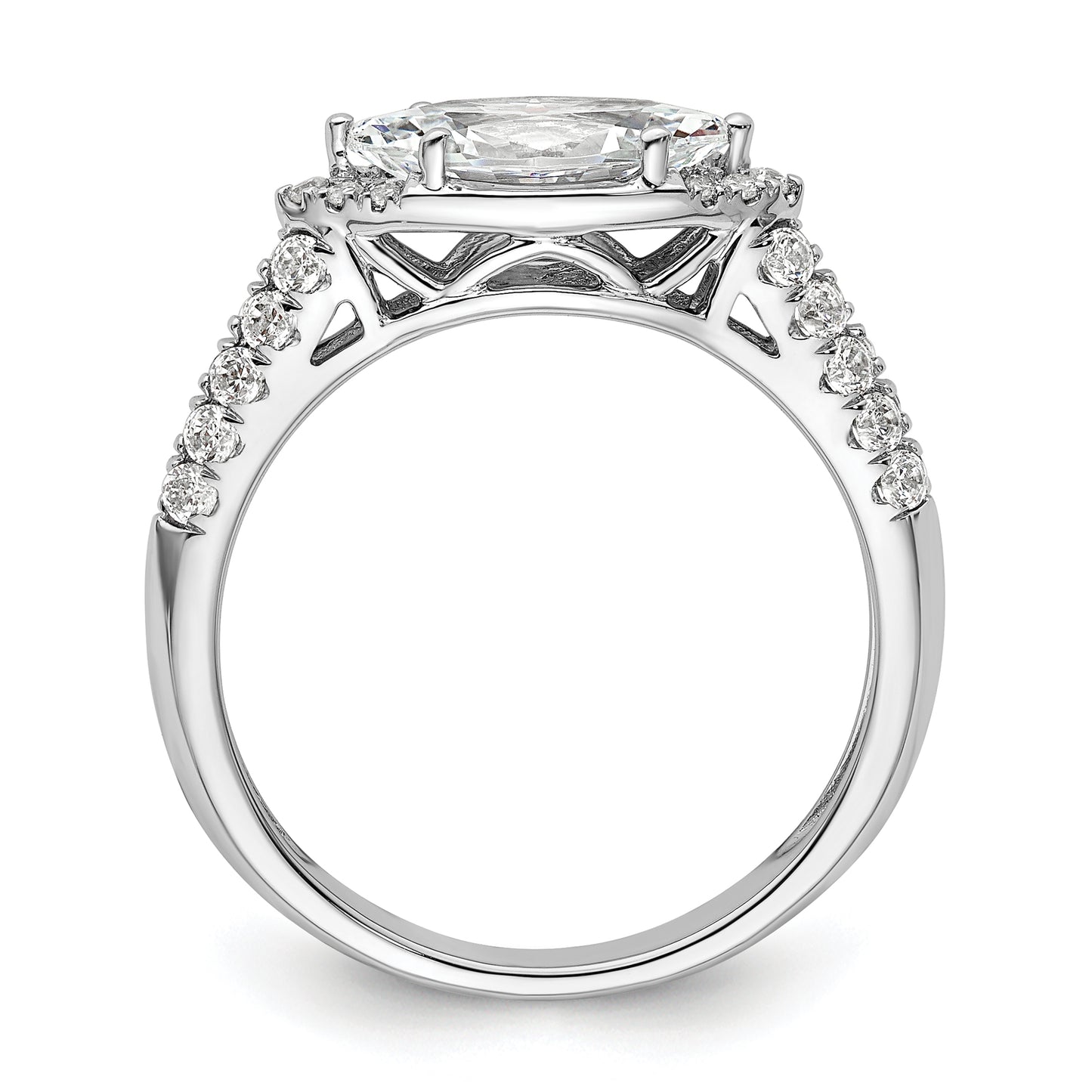 14k White Gold 1/3 Ct. Lab Grown Diamond VS/SI+ G+ 1 Ct. Center East-West Marquise Engagement Ring