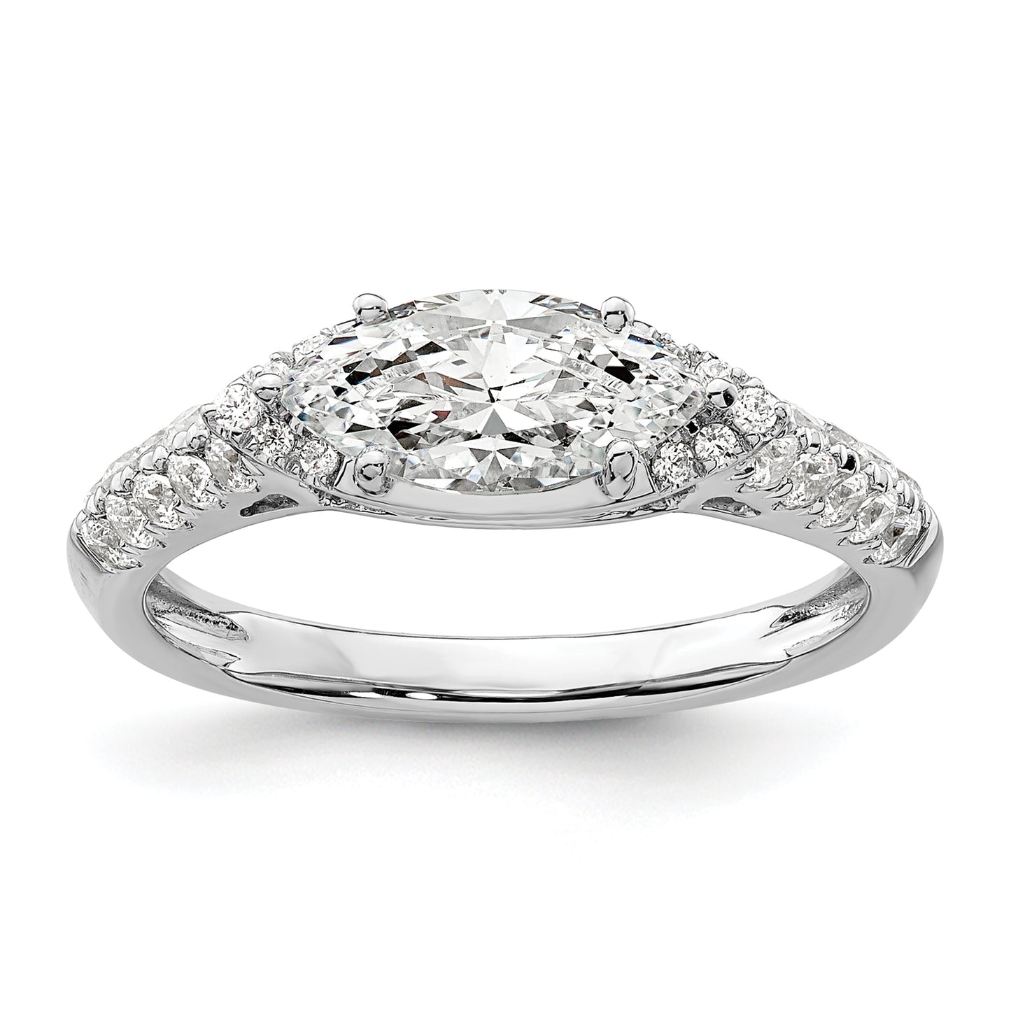 14k White Gold 1/3 Ct. Lab Grown Diamond VS/SI+ G+ 1 Ct. Center East-West Marquise Engagement Ring