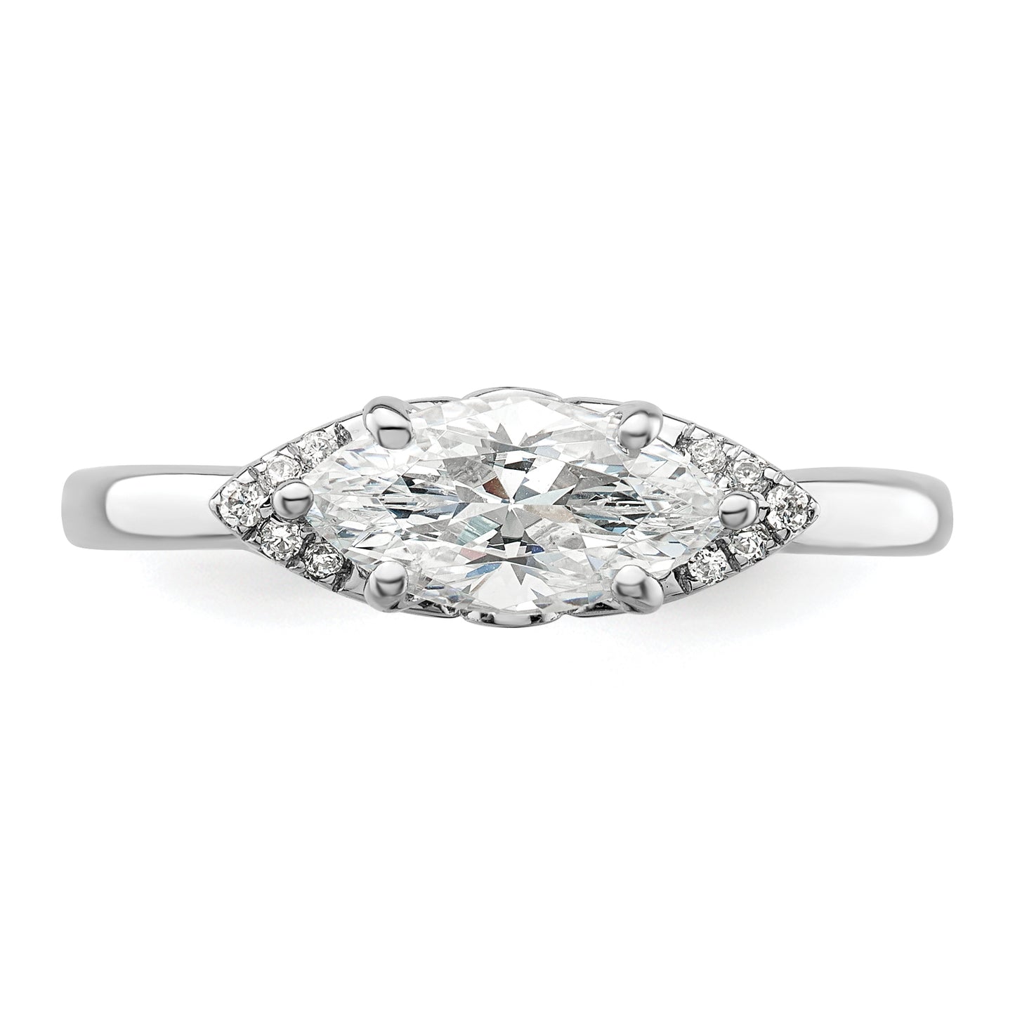 14k White Gold 1/20 Ct. Lab Grown Diamond VS/SI+ G+ 1 Ct. Center East-West Marquise Engagement Ring