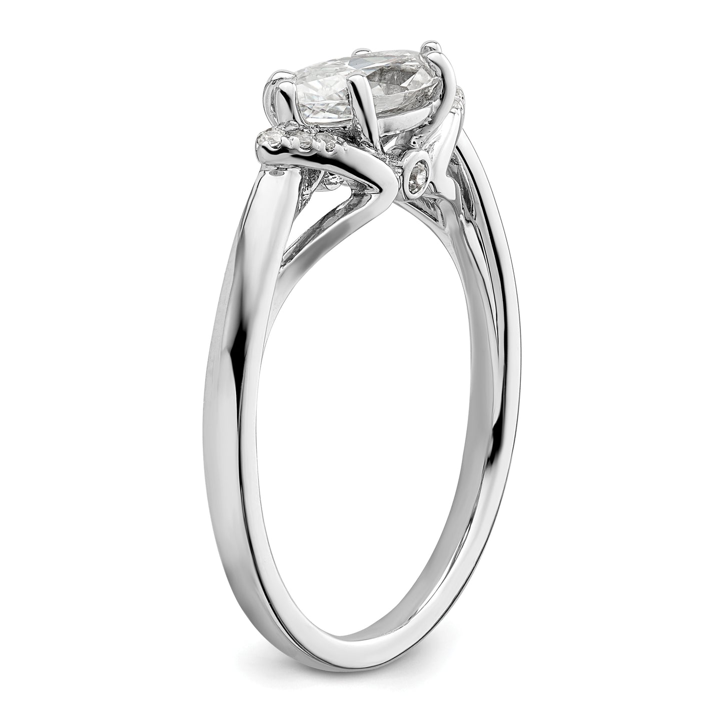 14k White Gold 1/20 Ct. Lab Grown Diamond VS/SI+ G+ 1 Ct. Center East-West Marquise Engagement Ring