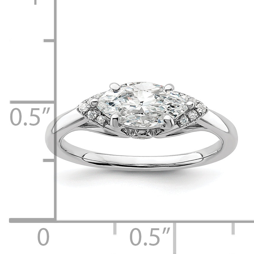 14k White Gold 1/20 Ct. Lab Grown Diamond VS/SI+ G+ 1 Ct. Center East-West Marquise Engagement Ring