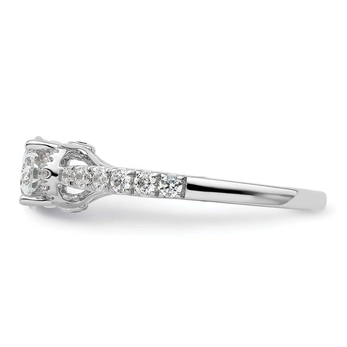 14k White Gold 1/3 Ct. Lab Grown Diamond VS/SI+ G+ 1 Ct. Center East-West Oval Engagement Ring