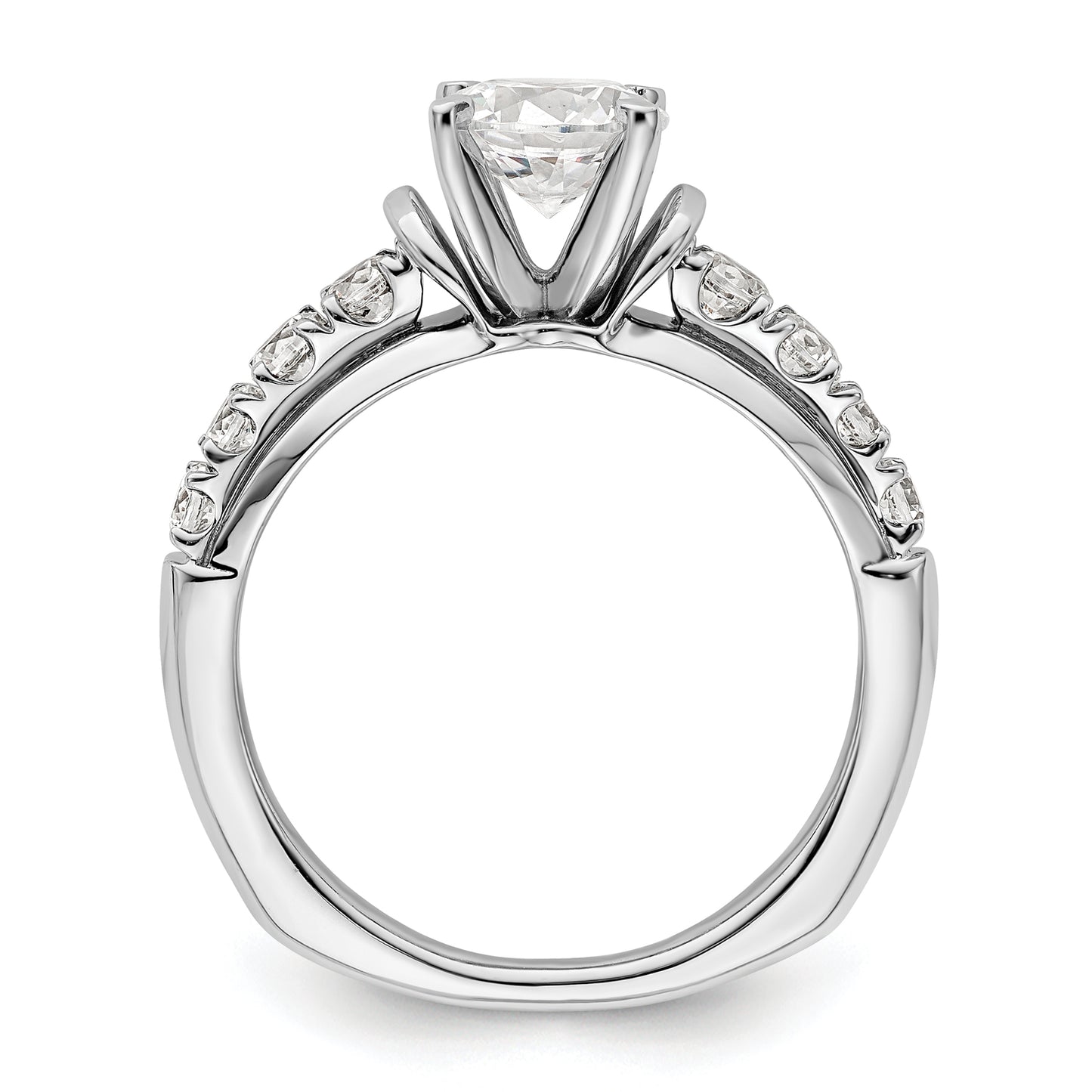 14k White Gold 1/2 Ct. Lab Grown Diamond VS/SI+ G+ 1 1/2 Ct. Center Round Shared Prong Engagement Ring