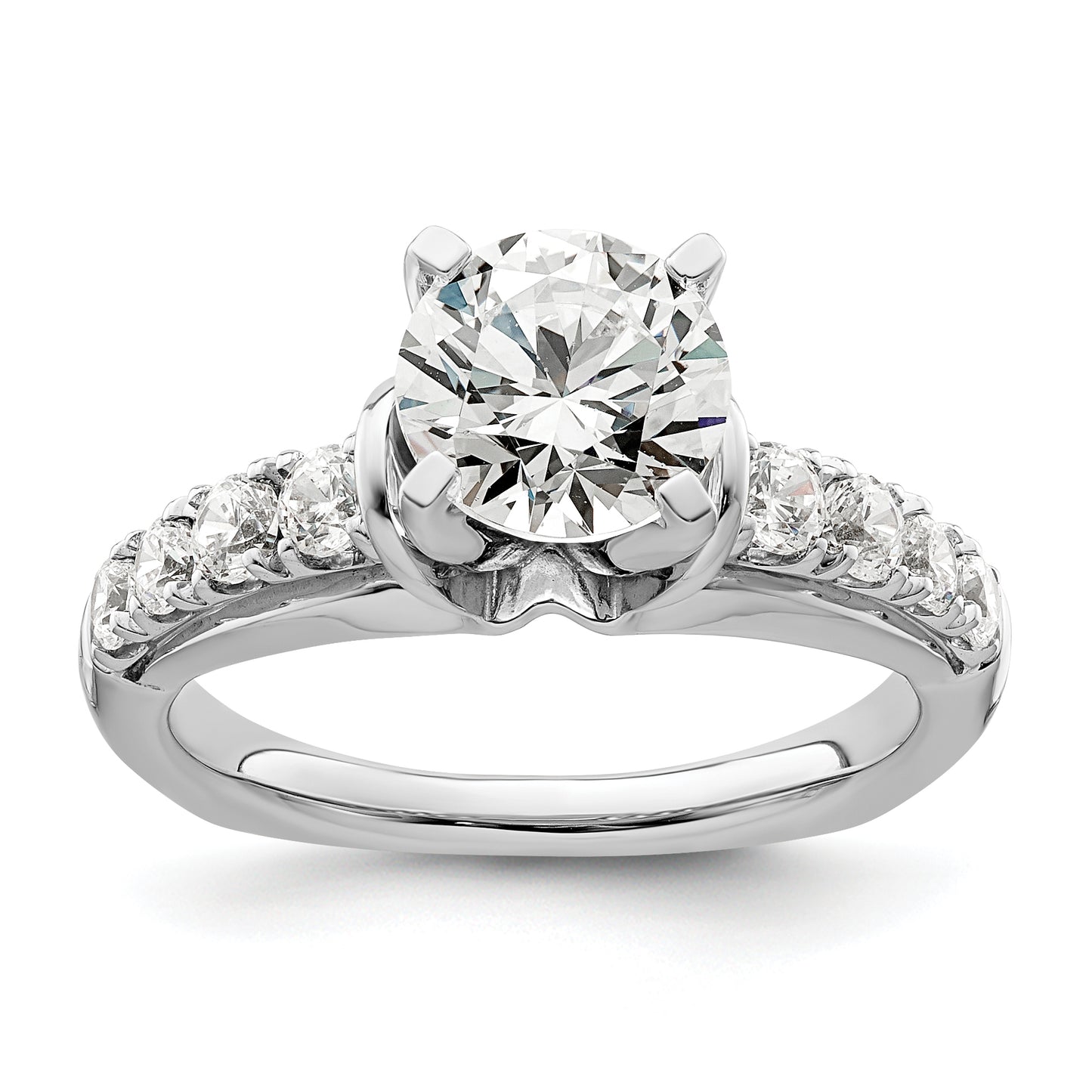 14k White Gold 1/2 Ct. Lab Grown Diamond VS/SI+ G+ 1 1/2 Ct. Center Round Shared Prong Engagement Ring