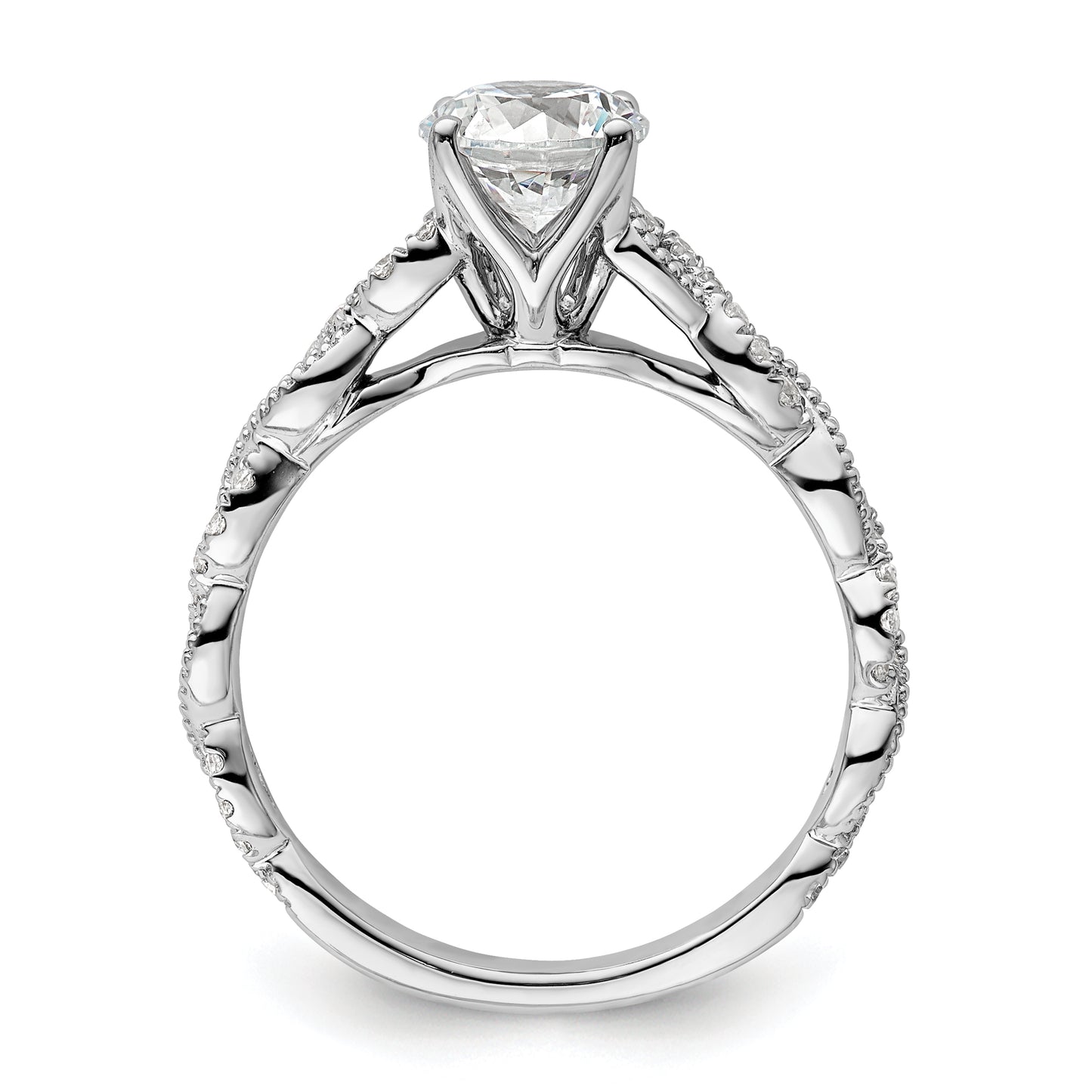 14k White Gold 1/5 Ct. Lab Grown Diamond VS/SI+ G+ 1 Ct. Center Round Engagement Ring