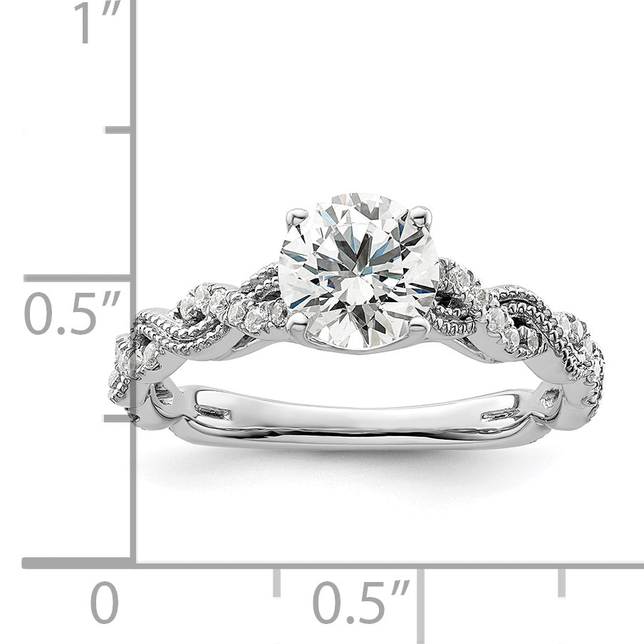 14k White Gold 1/5 Ct. Lab Grown Diamond VS/SI+ G+ 1 Ct. Center Round Engagement Ring